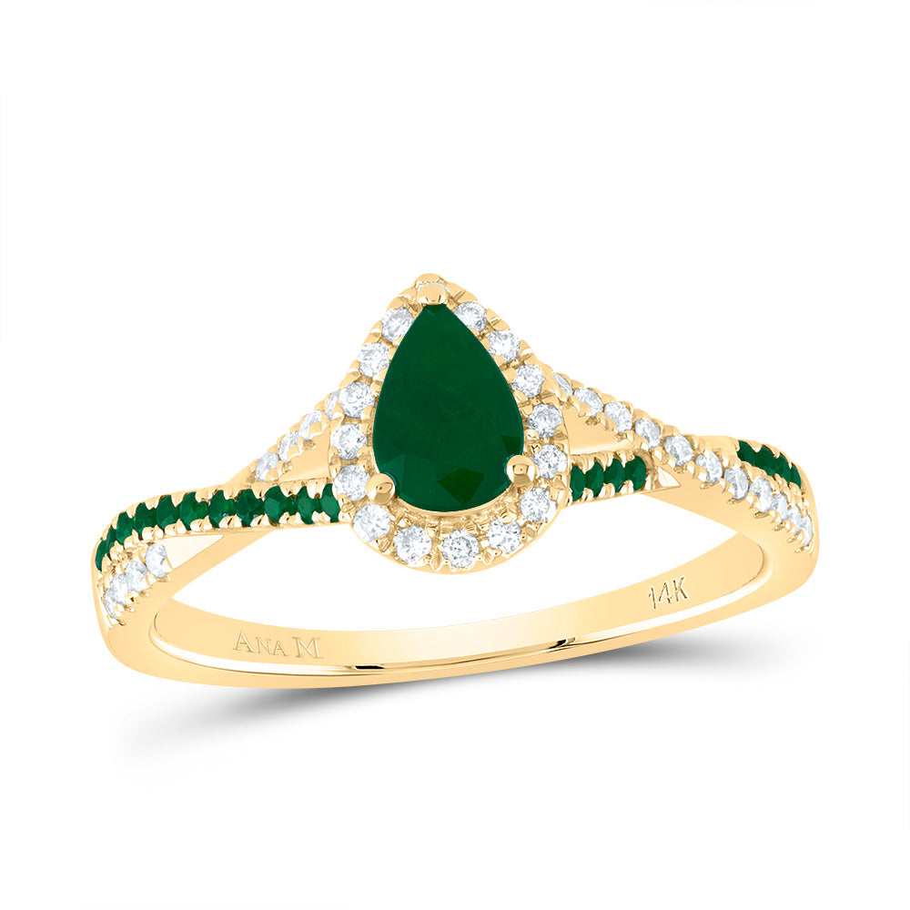 1/8CTW-DIA ANA M 1/10CTW-RD-EM 6X4MM PS-EM NAT GEM SINGLE HALO BRIDAL RING