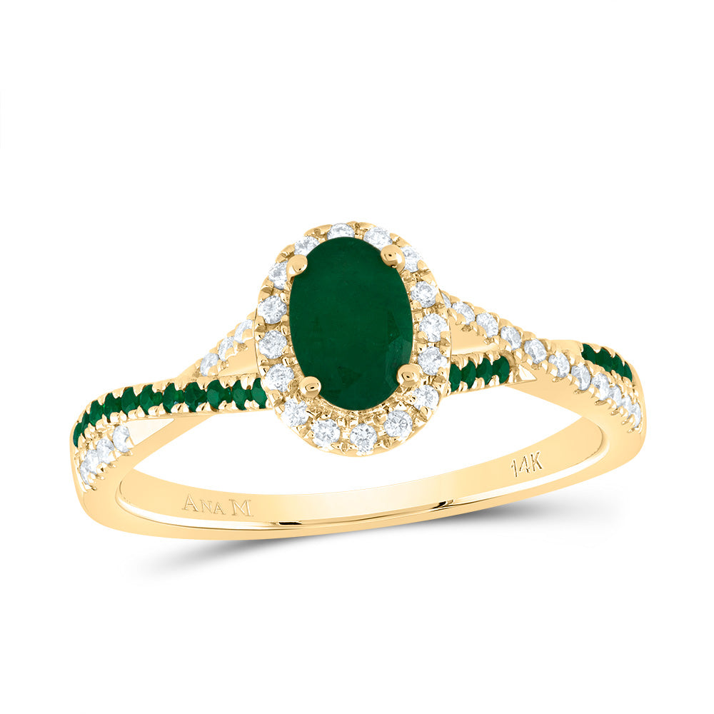 1/8CTW-DIA ANA M 1/10CTW-RD-EM 6X4MM OV-EM NAT GEM SINGLE HALO BRIDAL RING