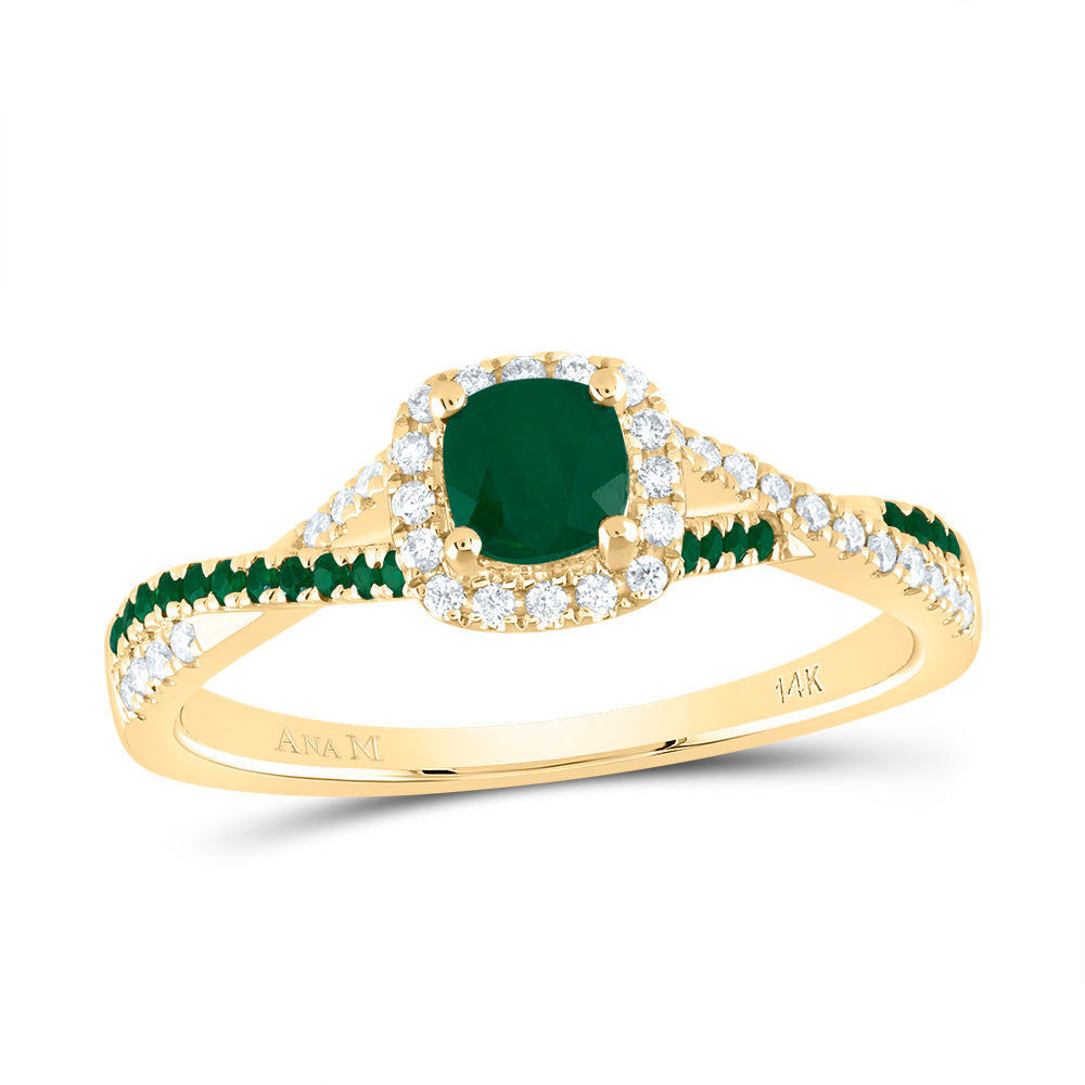 1/8CTW-DIA ANA M 1/20CT-RD-EM 4MM CU-EM NAT GEM SINGLE HALO BRIDAL RING