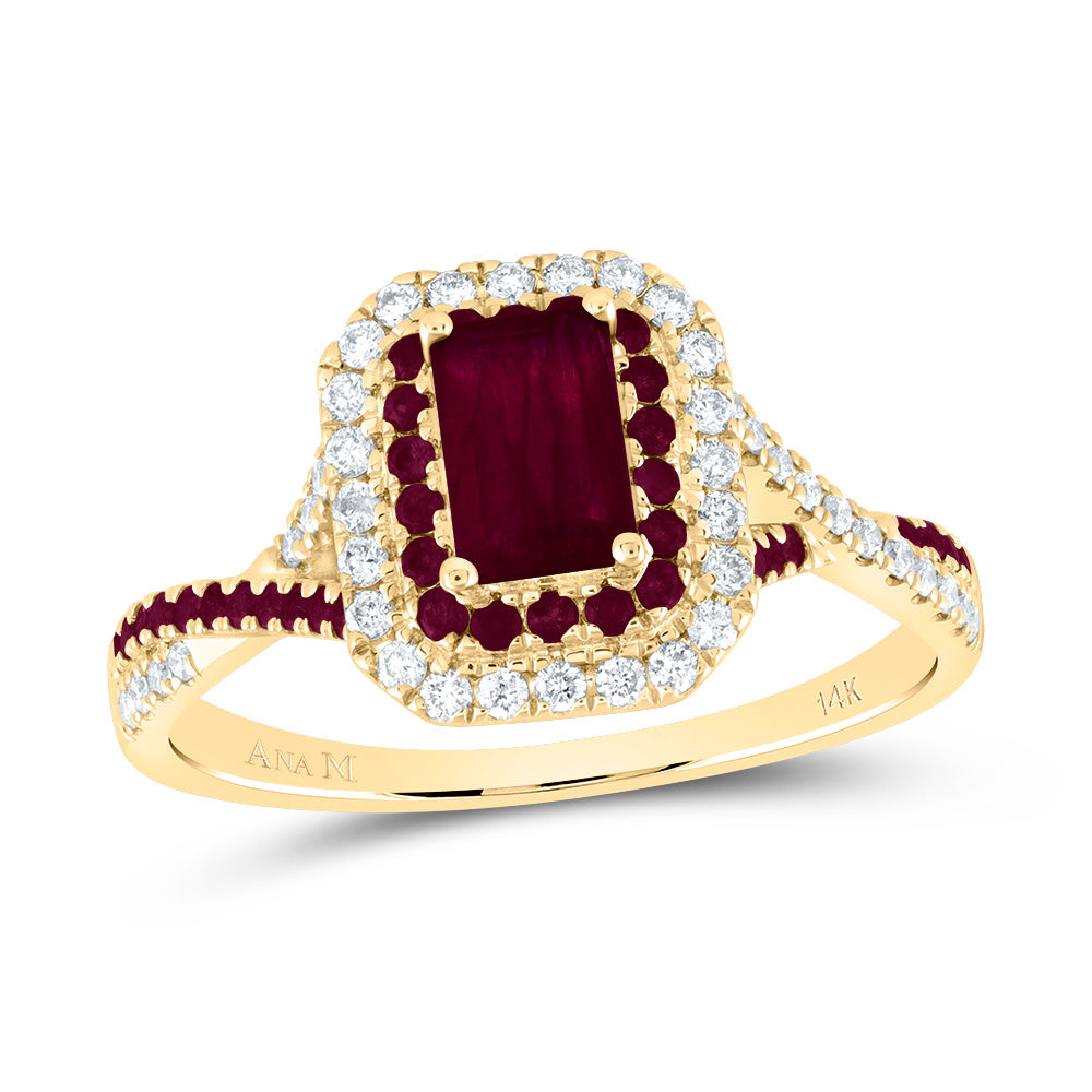 1/5CTW-DIA ANA M 1/5CT-RD-RU 6X4MM EM-RU NAT GEM DOUBLE HALO BRIDAL RING