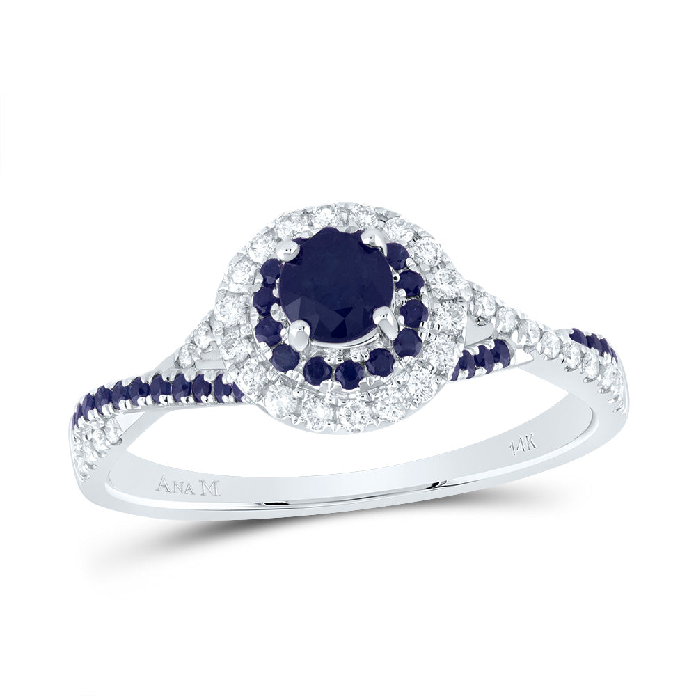 1/5CTW-DIA ANA M 1/5CT-RD-BS 4MM RD-BS NAT GEM DOUBLE HALO BRIDAL RING