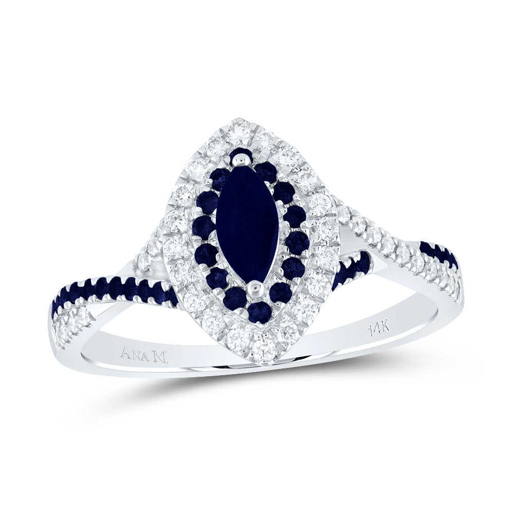 1/5CTW-DIA ANA M 1/5CT-RD-BS 6X3MM MQ-BS NAT GEM DOUBLE HALO BRIDAL RING