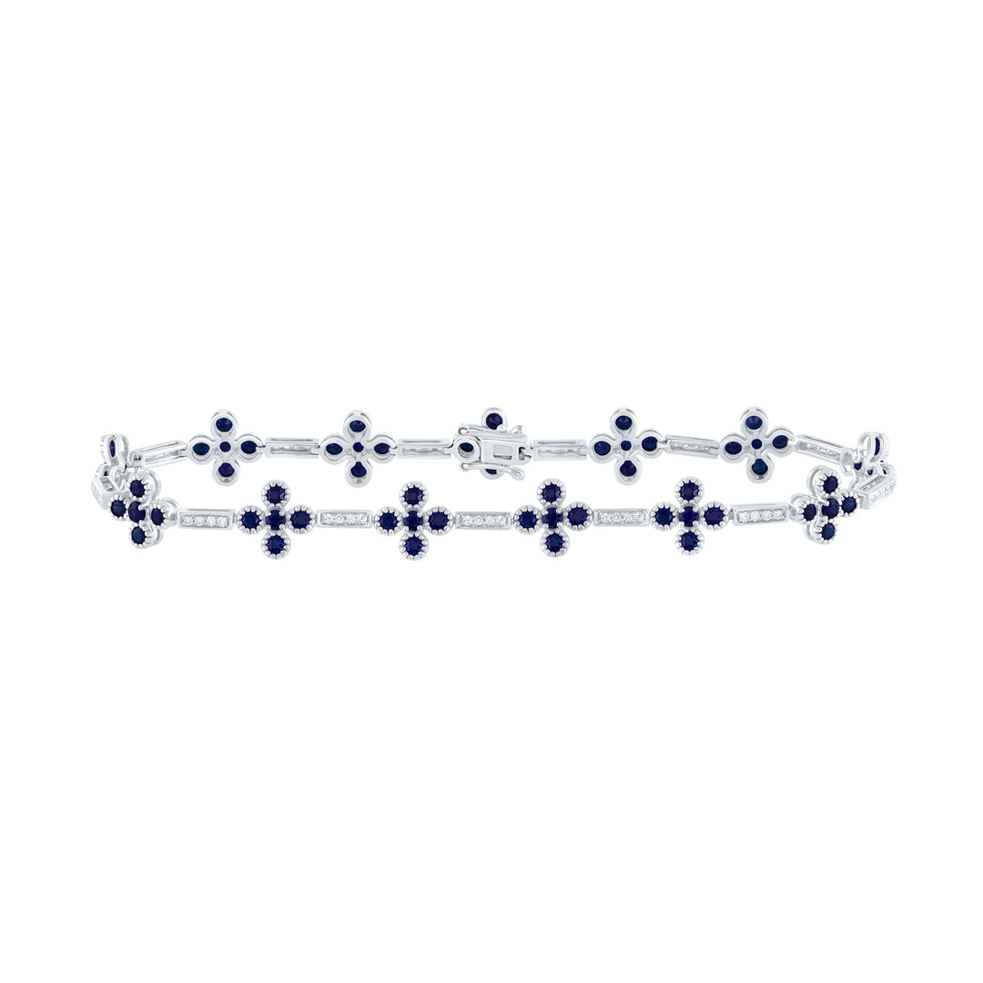 1/4CTW-DIA ANA M 3CTW RD-BS NAT GEM CLOVER BRACELET (7 INCH)