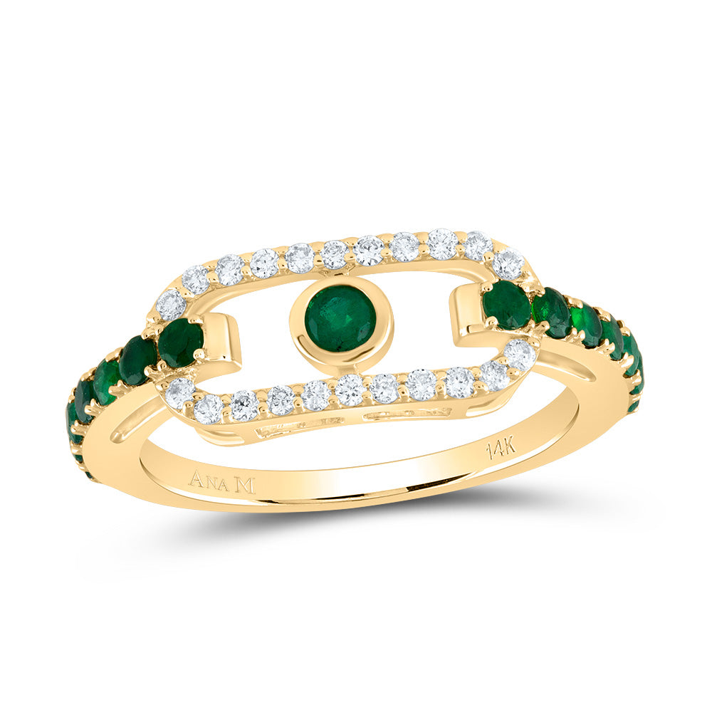 1/5CTW-DIA ANA M 1/2CTW RD-EM NAT GEM PAPER CLIP RING