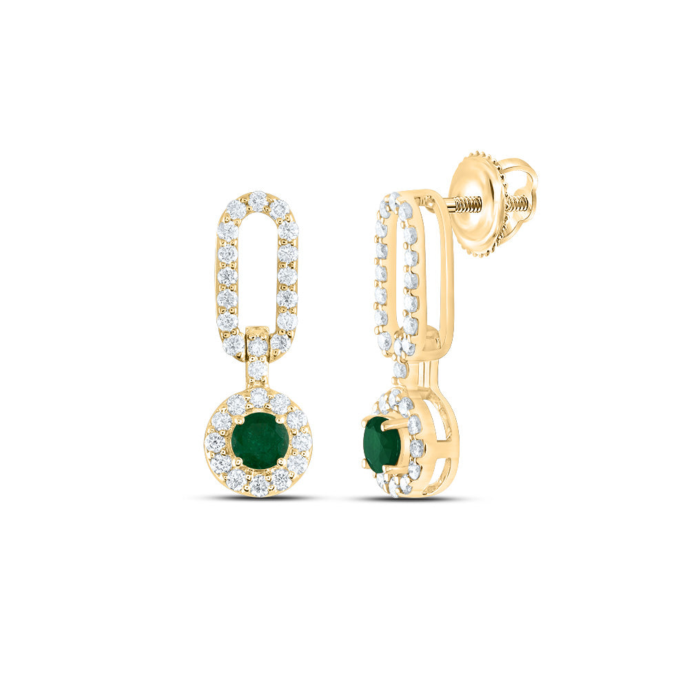 1/3CTW-DIA ANA M 1/5CTW RD-EM NAT GEM PAPER CLIP EARRING