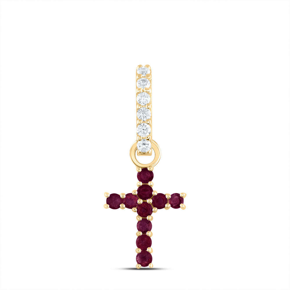 1/20CTW-DIA ANA M 1/5CTW-RD-RU NAT GEM CROSS PENDANT