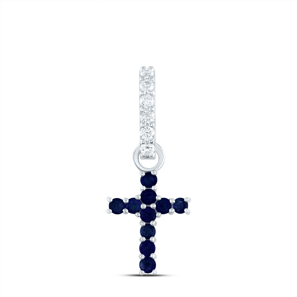 1/20CTW-DIA ANA M 1/5CTW-RD-BS NAT GEM CROSS PENDANT
