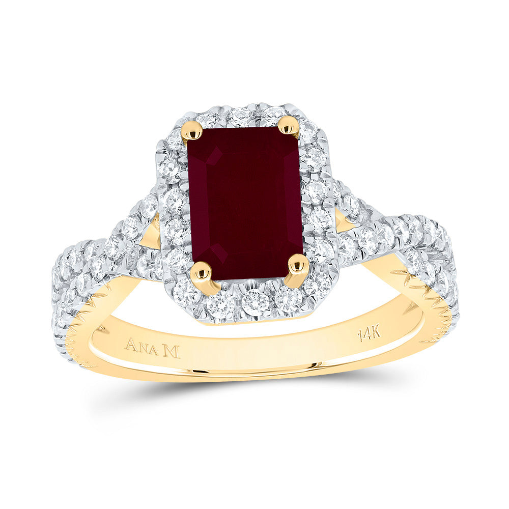 3/4CTW-DIA ANA M 8X5.5MM-OCT-RU NAT GEM SINGLE HALO ENGAGEMENT RING