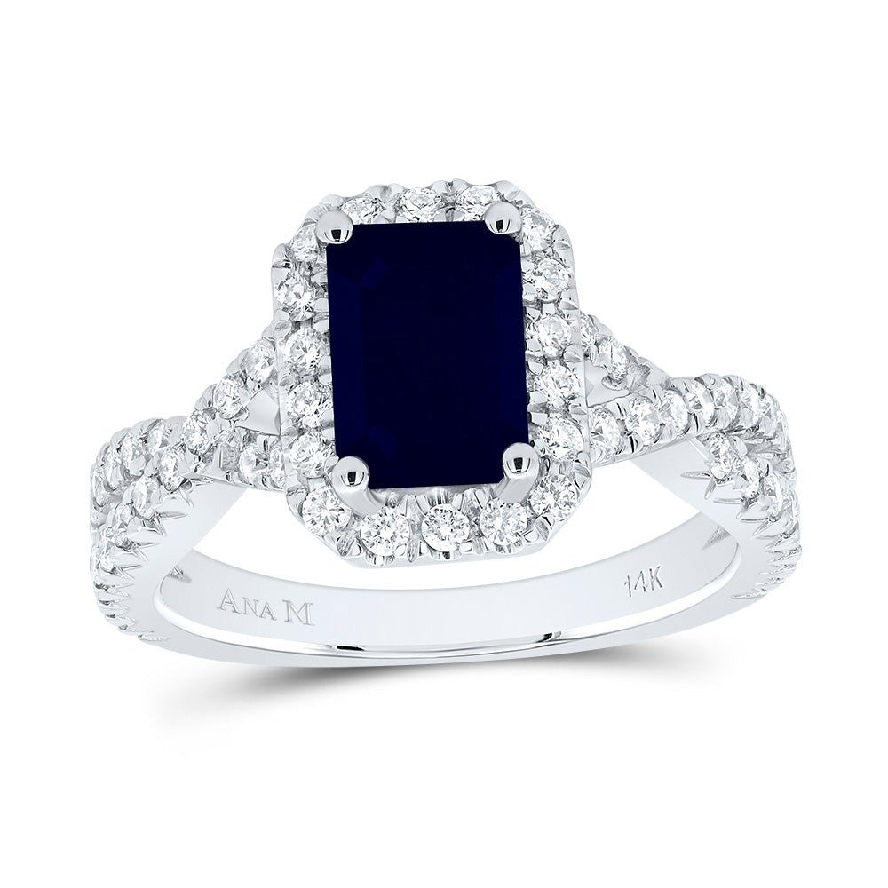 3/4CTW-DIA ANA M 8X5.5MM-OCT-BS NAT GEM SINGLE HALO ENGAGEMENT RING