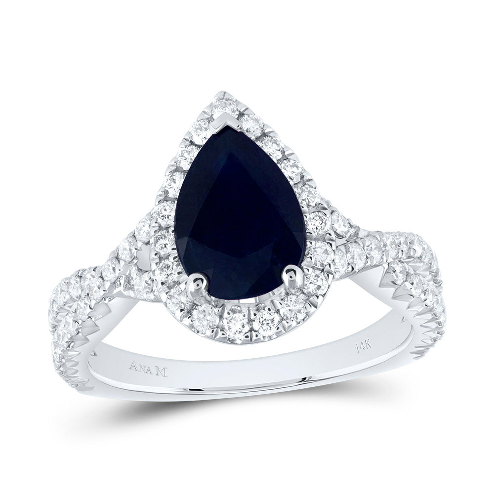 3/4CTW-DIA ANA M 10X6.5MM-PS-BS NAT GEM SINGLE HALO ENGAGEMENT RING
