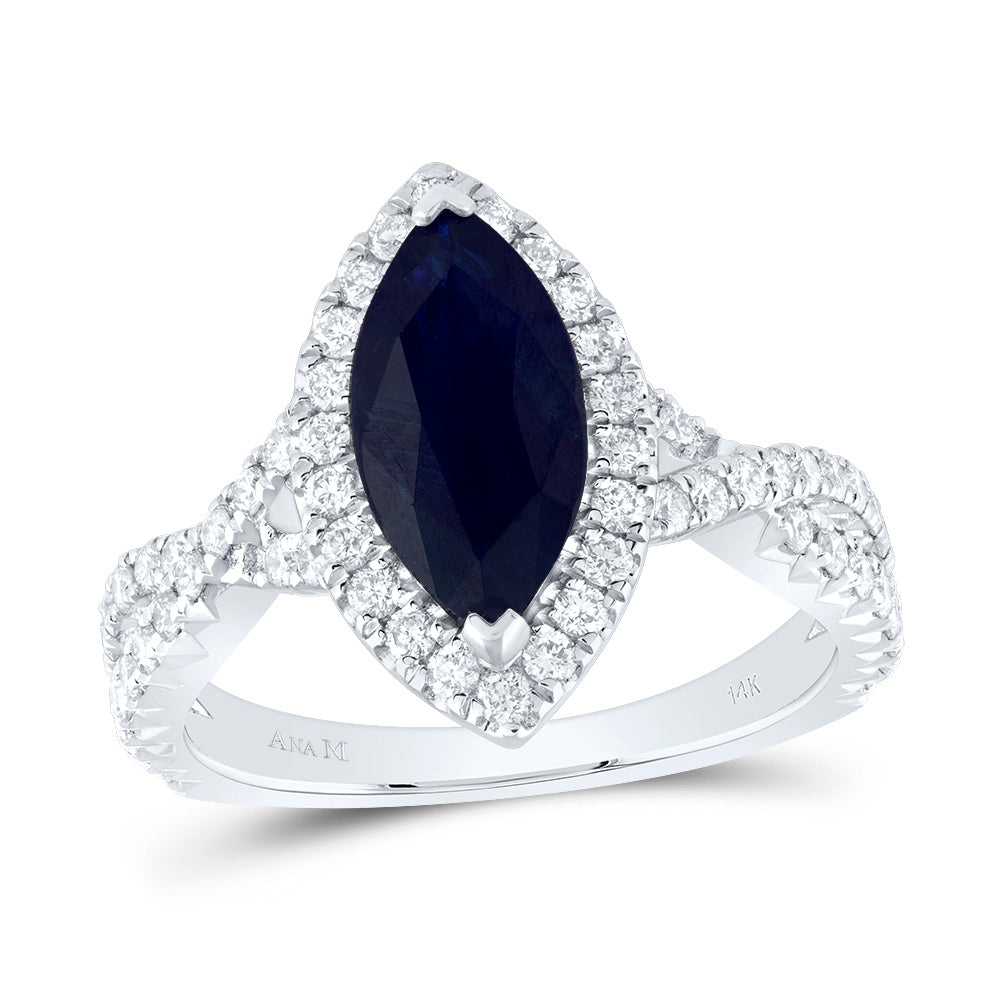 3/4CTW-DIA ANA M 12X6MM-MQ-BS NAT GEM SINGLE HALO ENGAGEMENT RING