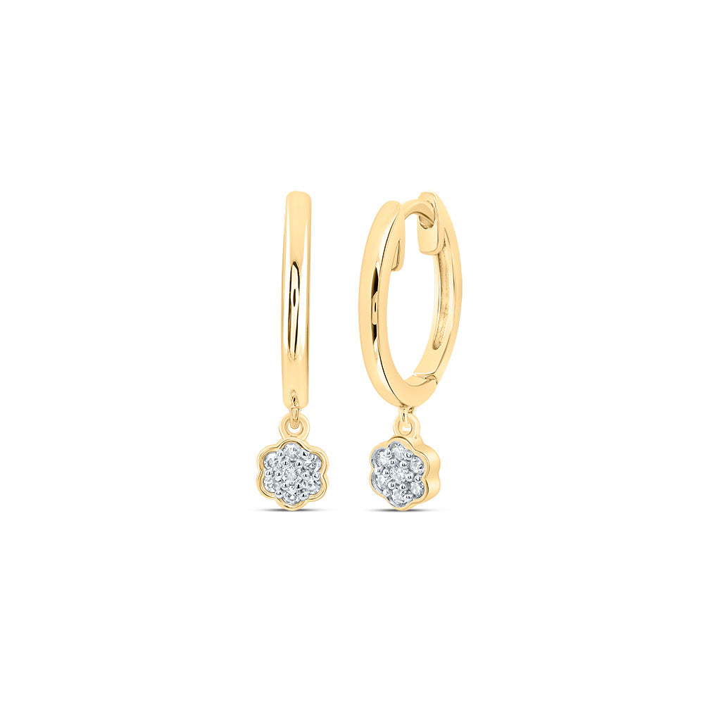 1/12CTW-DIA NK FLOWER DANGLING HOOPS EARRING
