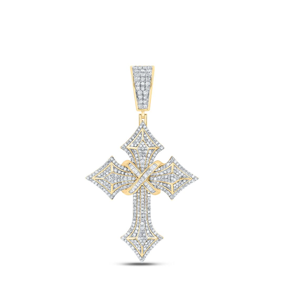 1 3/4CTW-DIA NK CROME CROSS MENS CHARM