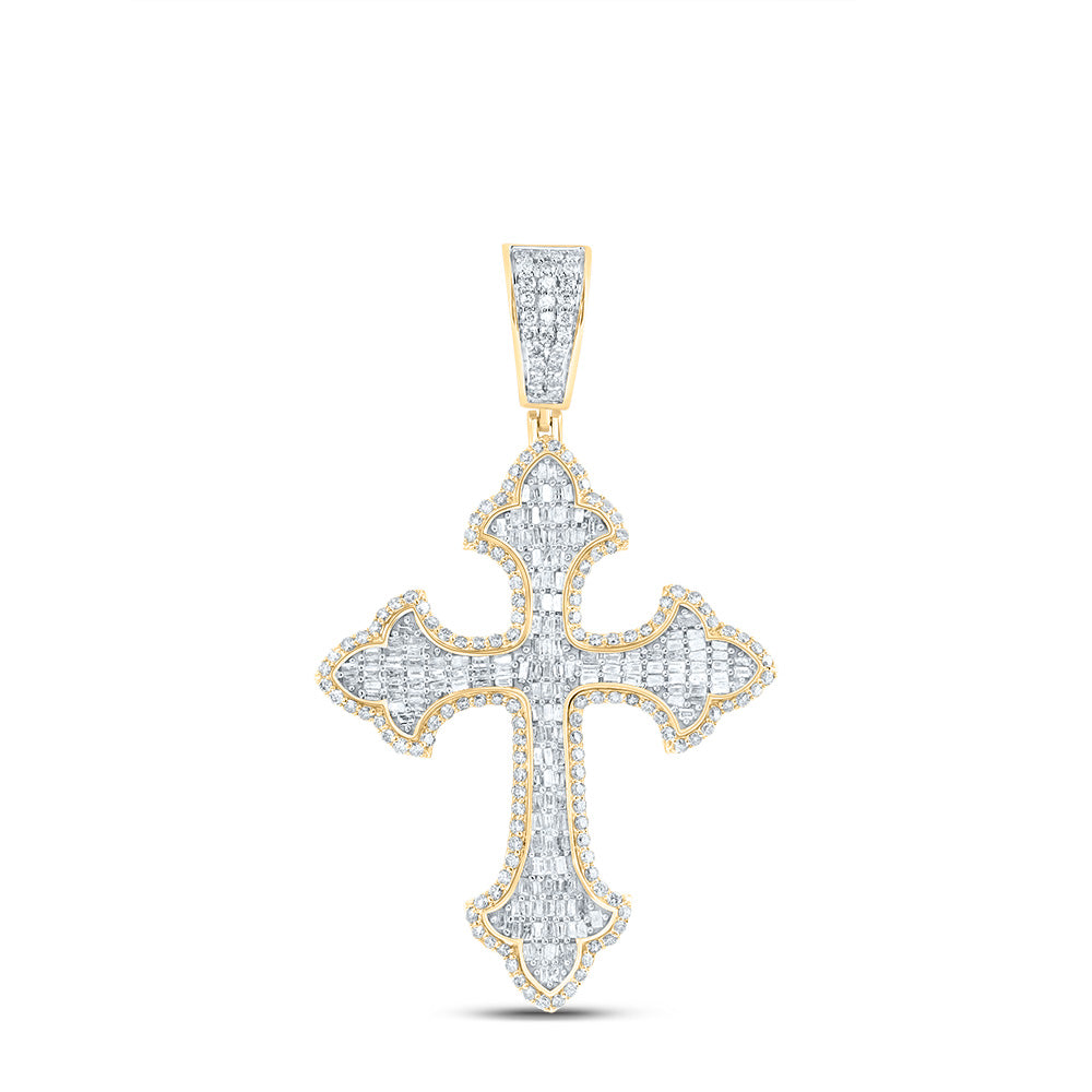 2 5/8CTW-DIA NK CROME CROSS MENS CHARM