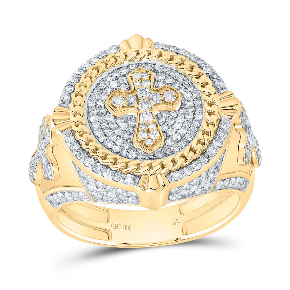 1 1/5CTW-DIA NK CROSS MENS RING