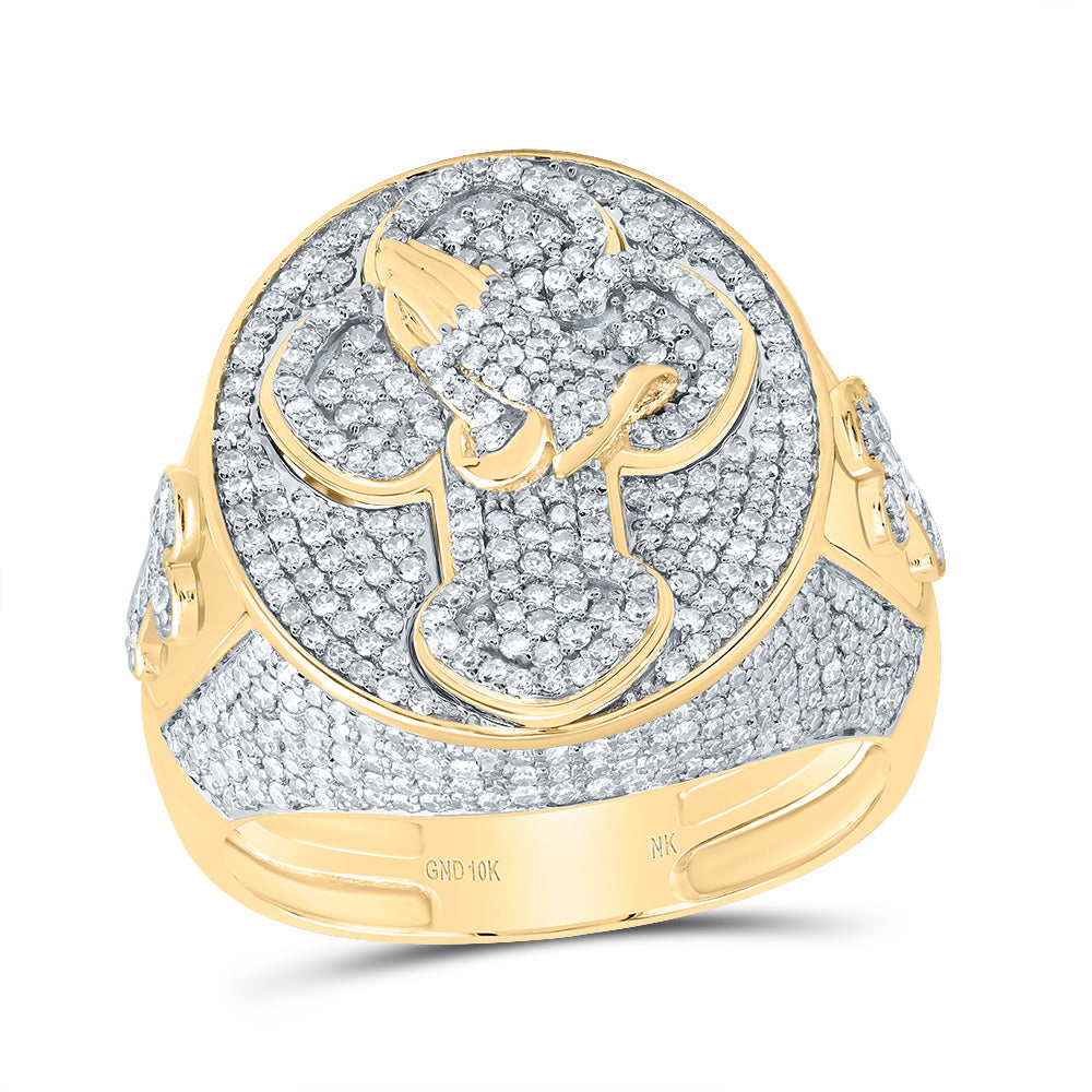 1 7/8CTW-DIA NK CROSS MENS RING