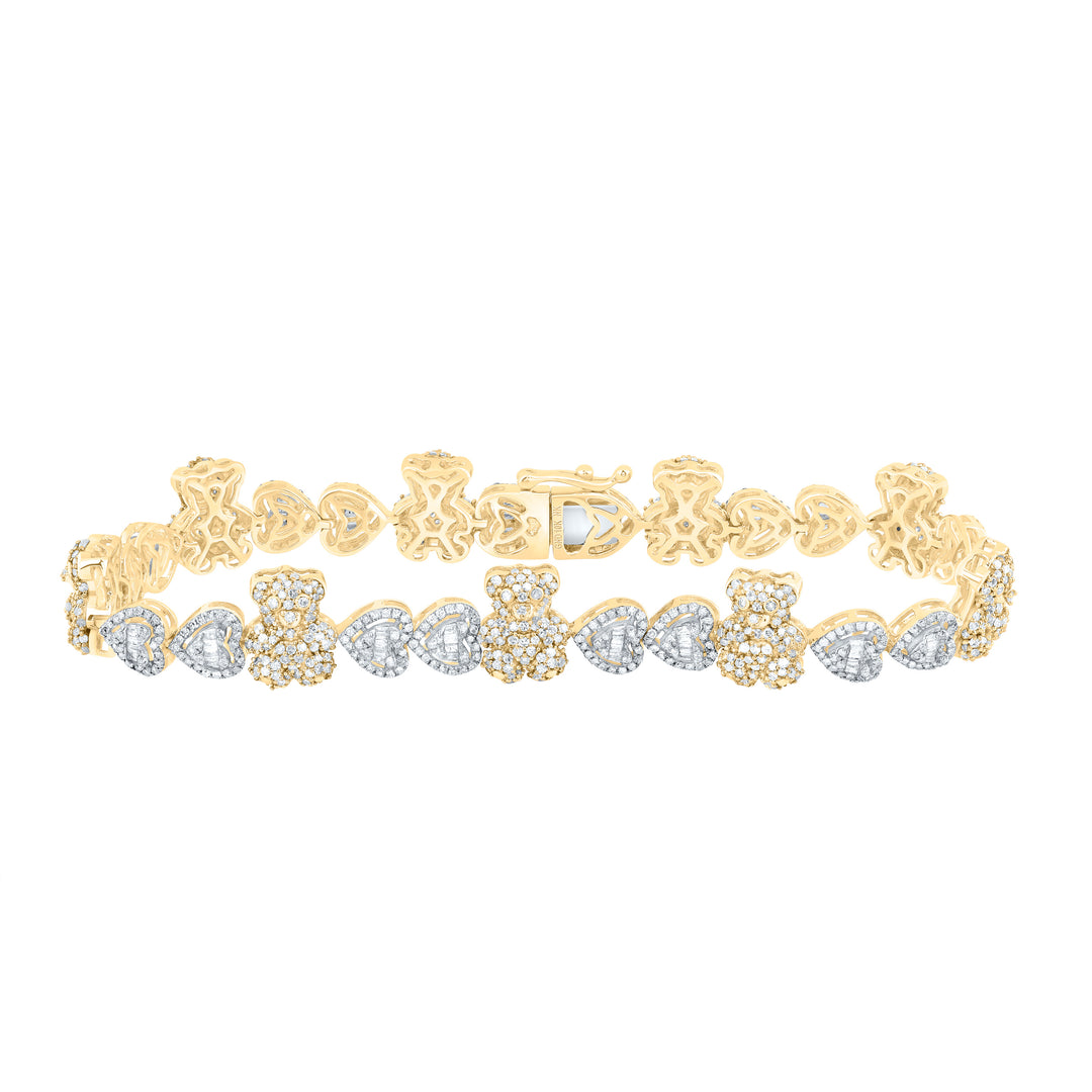 3 1/3CTW-DIA NK TEDDYBEAR HEART BRACELET (7 INCH)