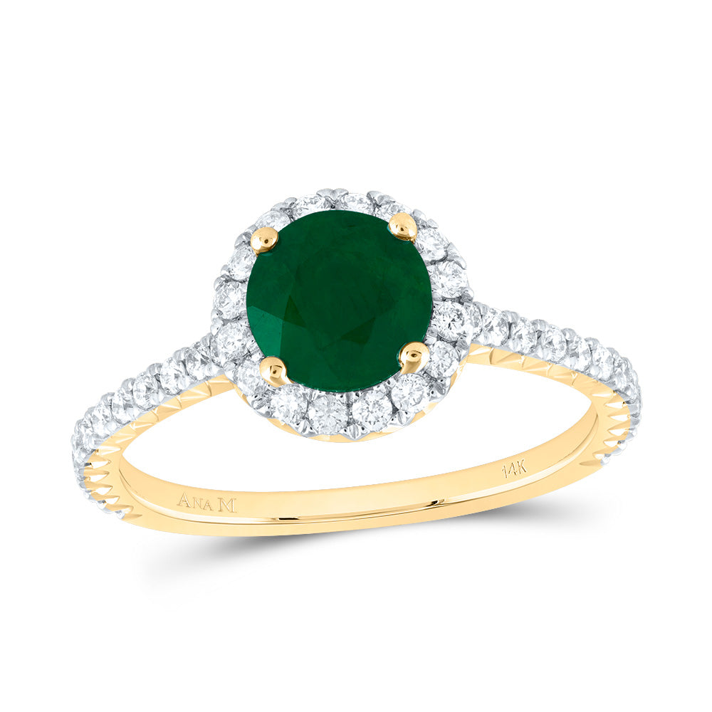 1/2CTW-DIA ANA M 6.5MM-RD-EM NAT GEM SINGLE HALO ENGAGEMENT RING