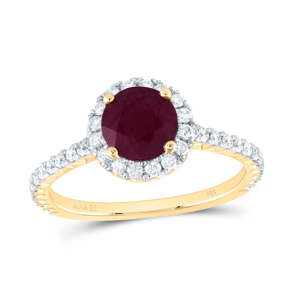 1/2CTW-DIA ANA M 6.5MM-RD-RU NAT GEM SINGLE HALO ENGAGEMENT RING