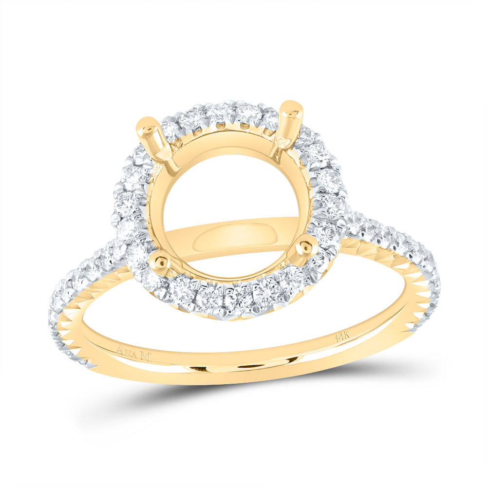 1/2CTW-DIA ANA M 3 1/4CT-CRD SEMI-MOUNT SINGLE HALO ENGAGEMENT RING