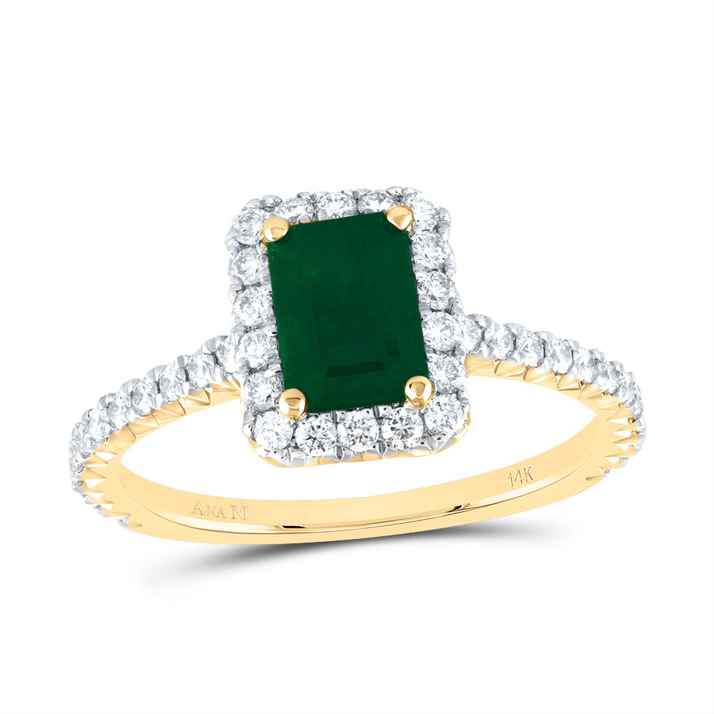 1/2CTW-DIA ANA M 7X5MM-OCT-EM NAT GEM SINGLE HALO ENGAGEMENT RING