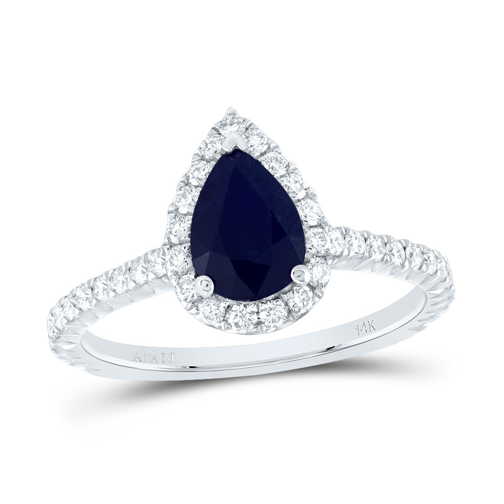 1/2CTW-DIA ANA M 8X5.5MM-PS-BS NAT GEM SINGLE HALO ENGAGEMENT RING