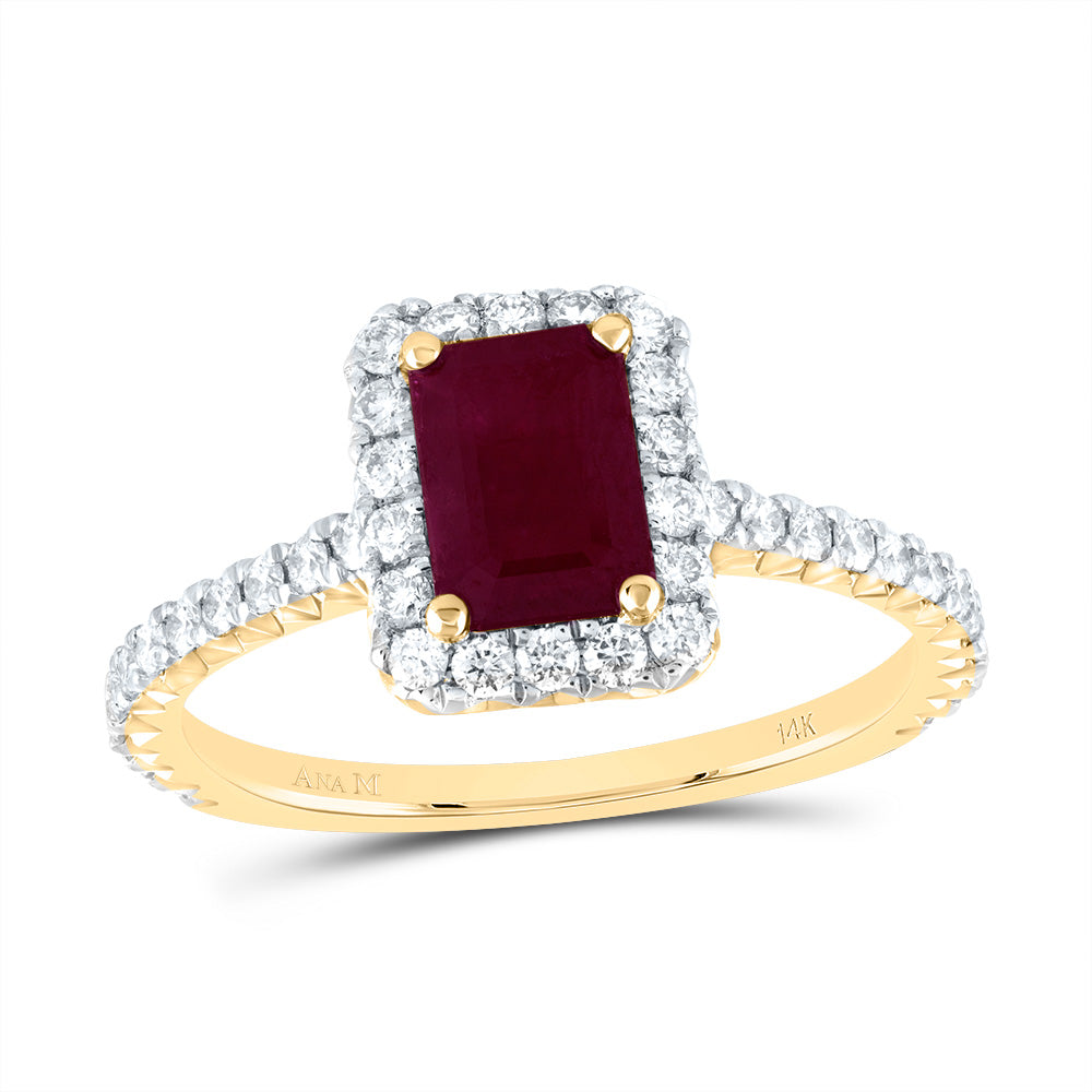 1/2CTW-DIA ANA M 7X5MM-OCT-RU NAT GEM SINGLE HALO ENGAGEMENT RING