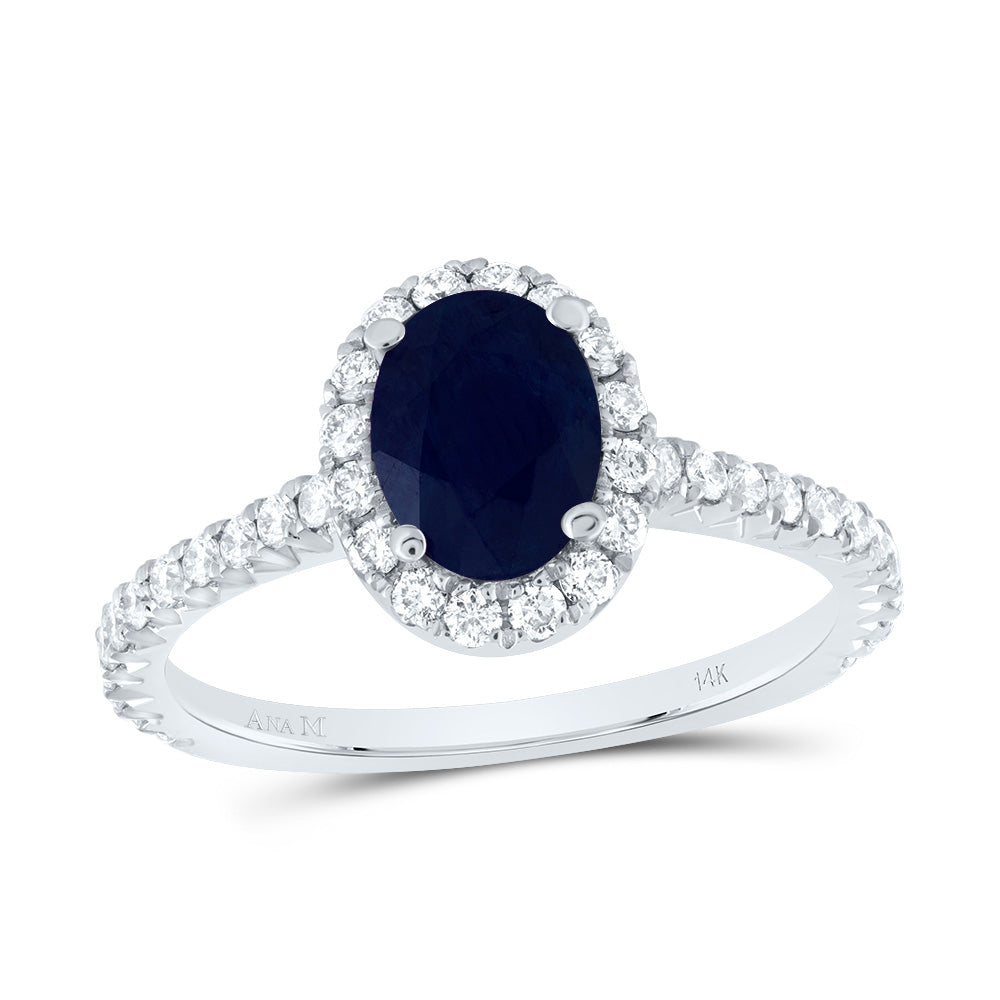 1/2CTW-DIA ANA M 7.5X5.5MM-OV-BS NAT GEM SINGLE HALO ENGAGEMENT RING