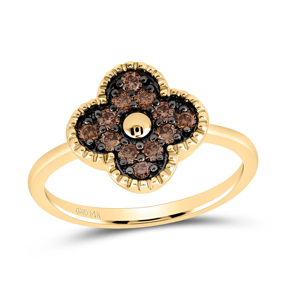 1/3CTW-DIA COGNAC NATURAL GIFT CLOVER RING