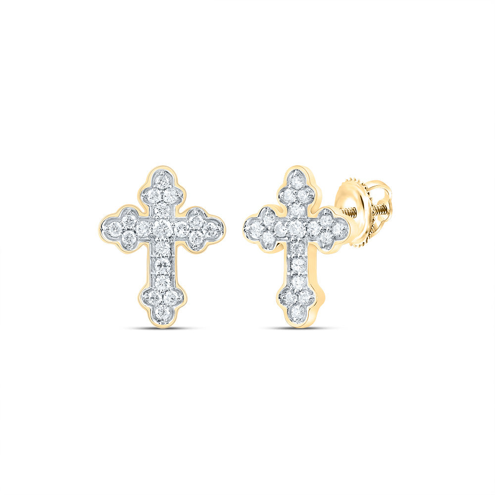 1/5CTW-DIA CN GIFT CROSS STUD EARRING