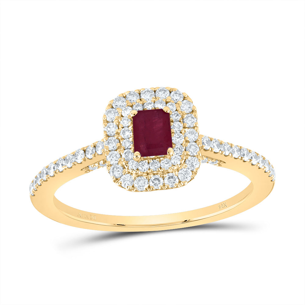 1/2CTW-DIA ANA M 4.2*3.2MM EM-RU NAT GEM EMERALD RING