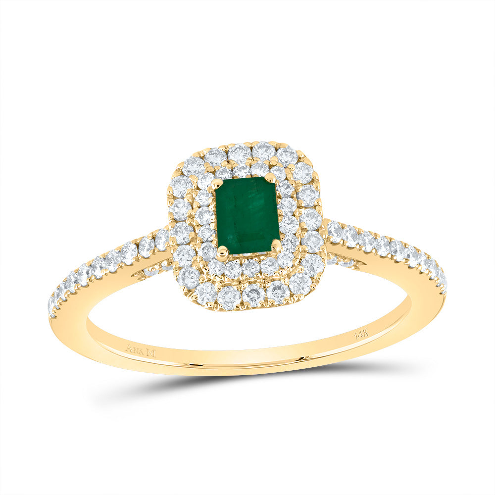 1/2CTW-DIA ANA M 4.2*3.2MM EM-EM NAT GEM EMERALD RING
