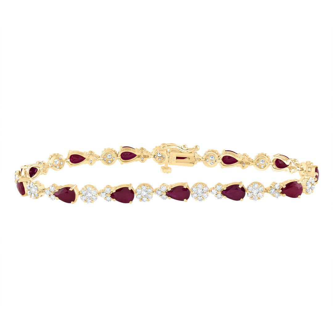 1 5/8CTW-DIA ANA M 4 3/8CTW PS-RU NAT GEM FASHION FLOWER BRACELET (7 INCH)