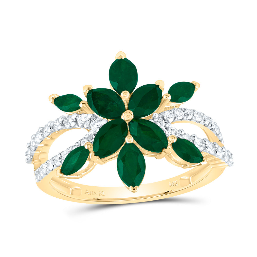 1/3CTW-DIA ANA M 1 3/8CTW-MQ-EM NAT GEM RING