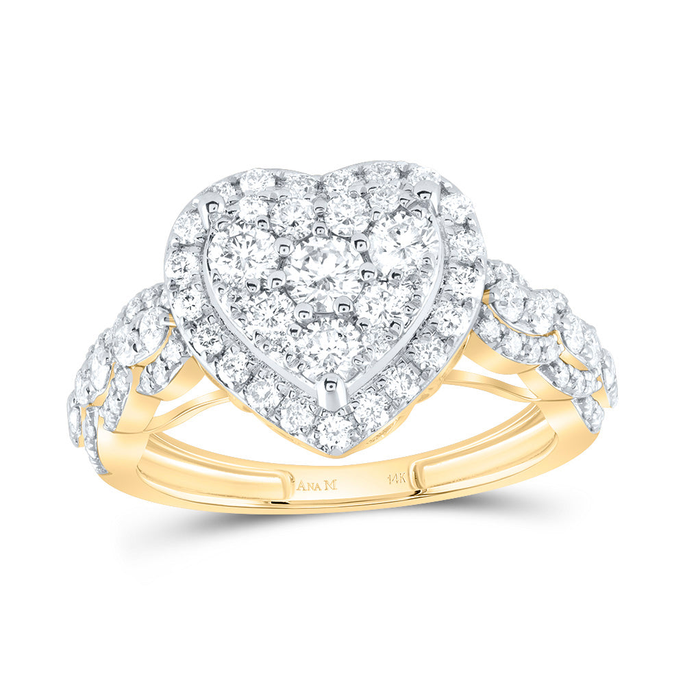 1 1/3CTW-DIA ANA M HEART SINGLE HALO ENGAEMENT RING