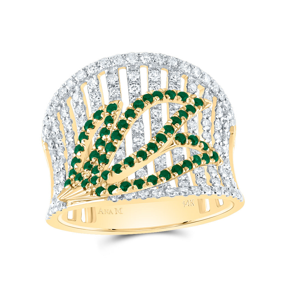 1CTW-DIA ANA M 1/3CTW-RD-EM NAT GEM RING