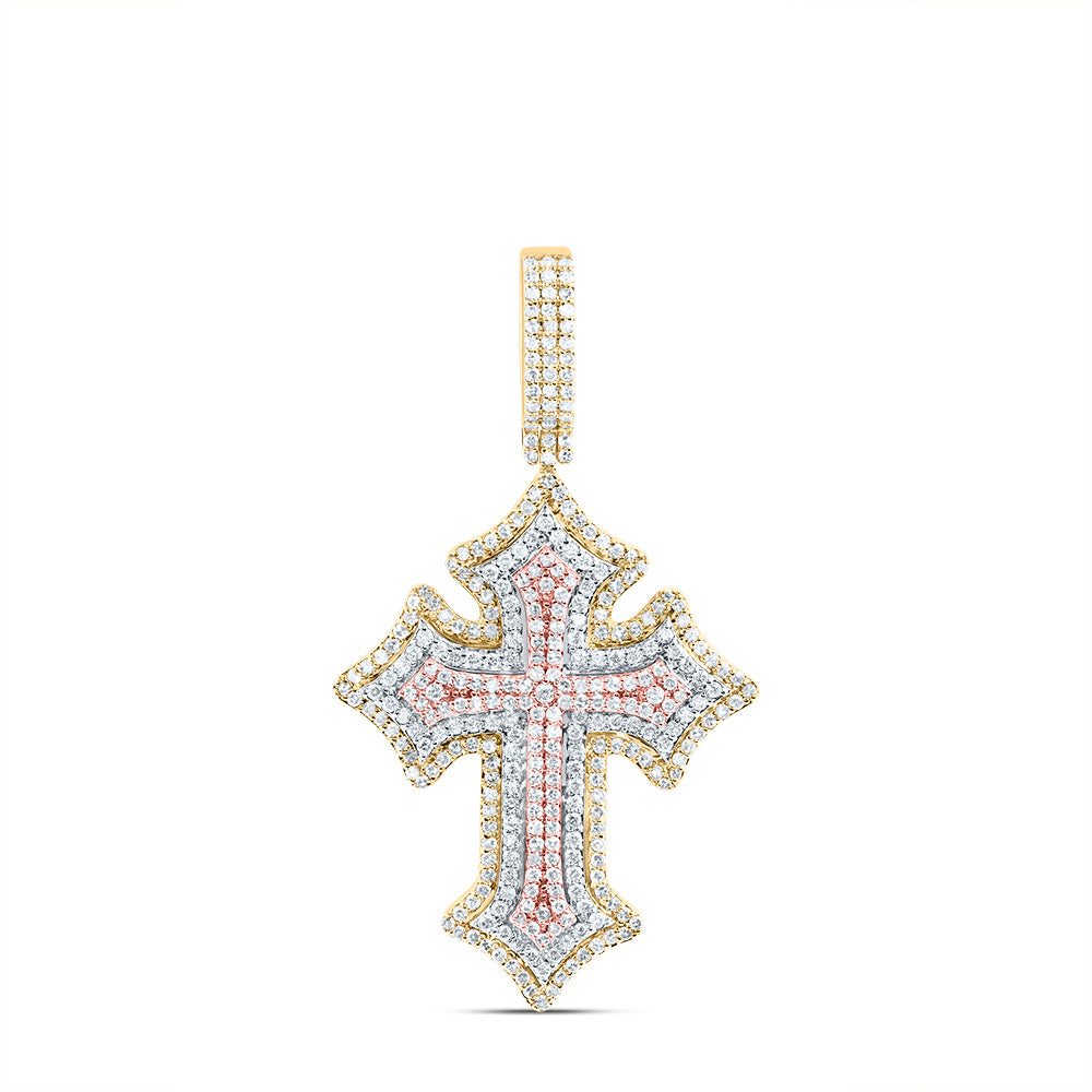 1 3/4CTW-DIA NK CROSS MENS CHARM