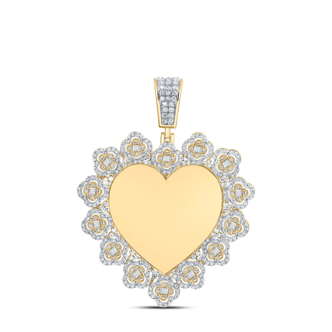 1 1/2CTW-DIA NK FANUK MEMORY HEART CLOVER MENS CHARM