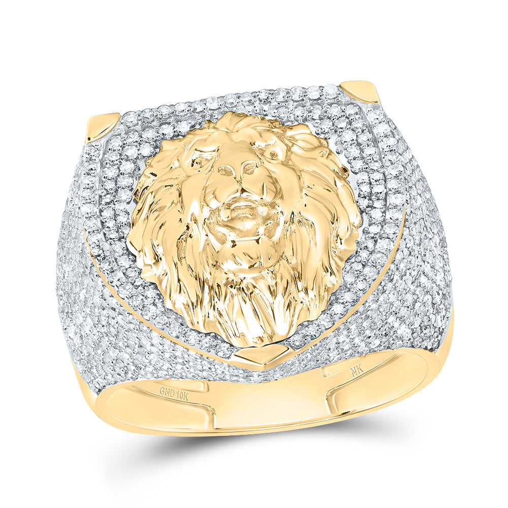 1 7/8CTW-DIA NK LION MENS RING