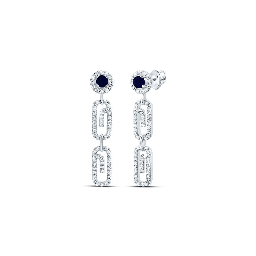 1/2CTW-DIA CN 3MM RD-BS NAT GEM PAPER CLIP DANGLING EARRING