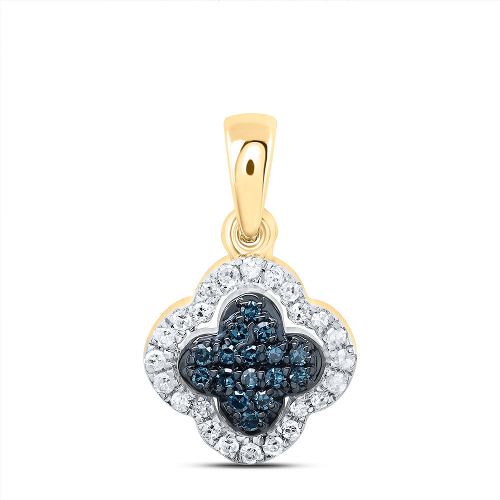 1/6CTW-DIA P1 GIFT BLUE DIAMOND CLOVER PENDANT