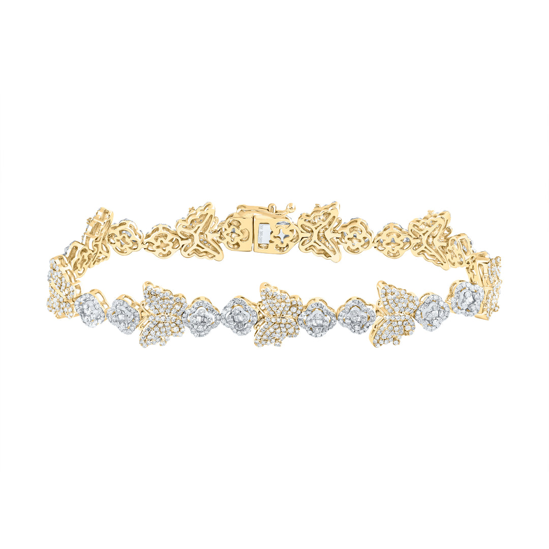 3 CTW-DIA NK CLOVER BUTTERFLY LADIES BRACELET (7 INCH)