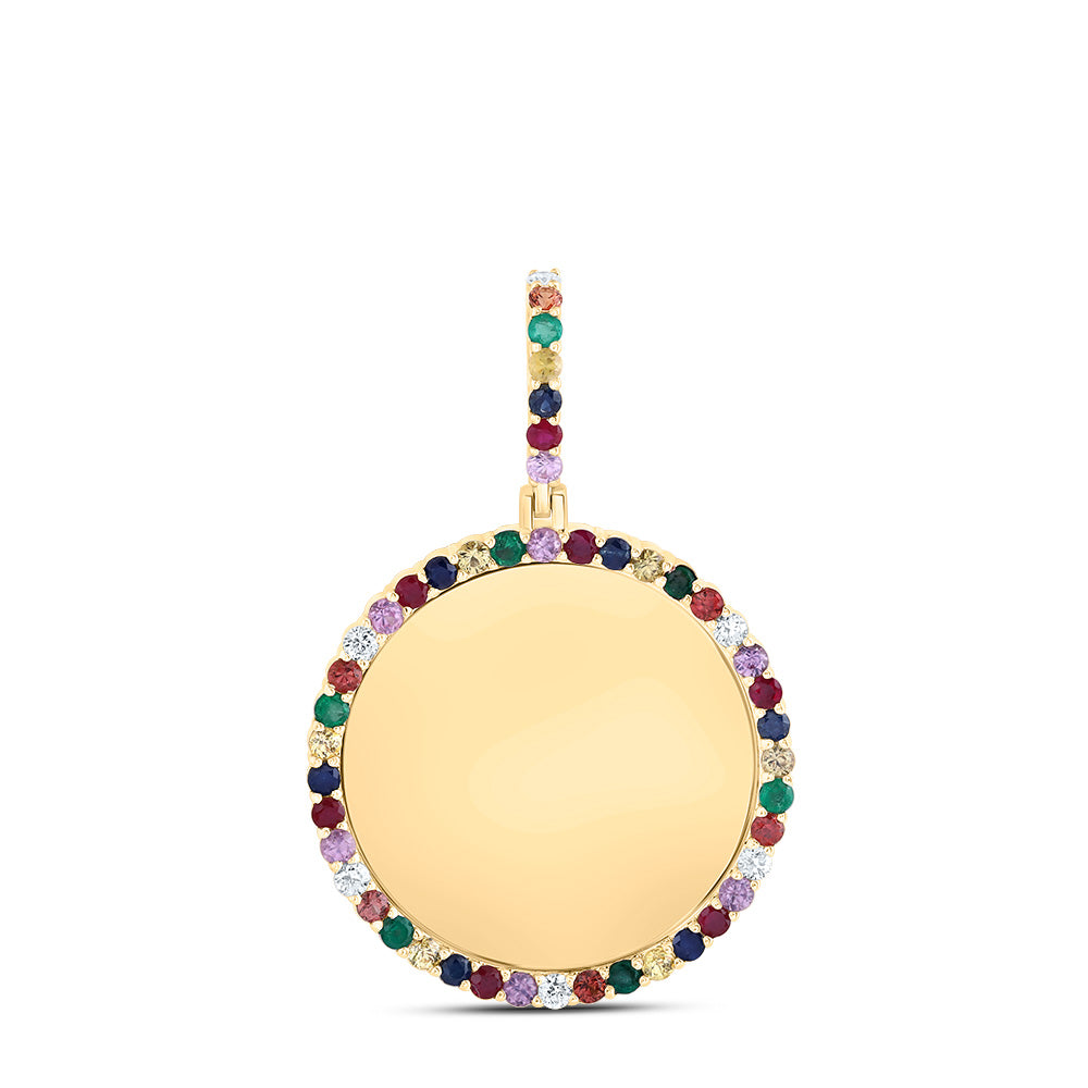 1/5CTW-DIA CN 1 5/8CTW RD-NAT GEM MULTI CLR SAPPHIRE MEMORY ROUND PENDANT