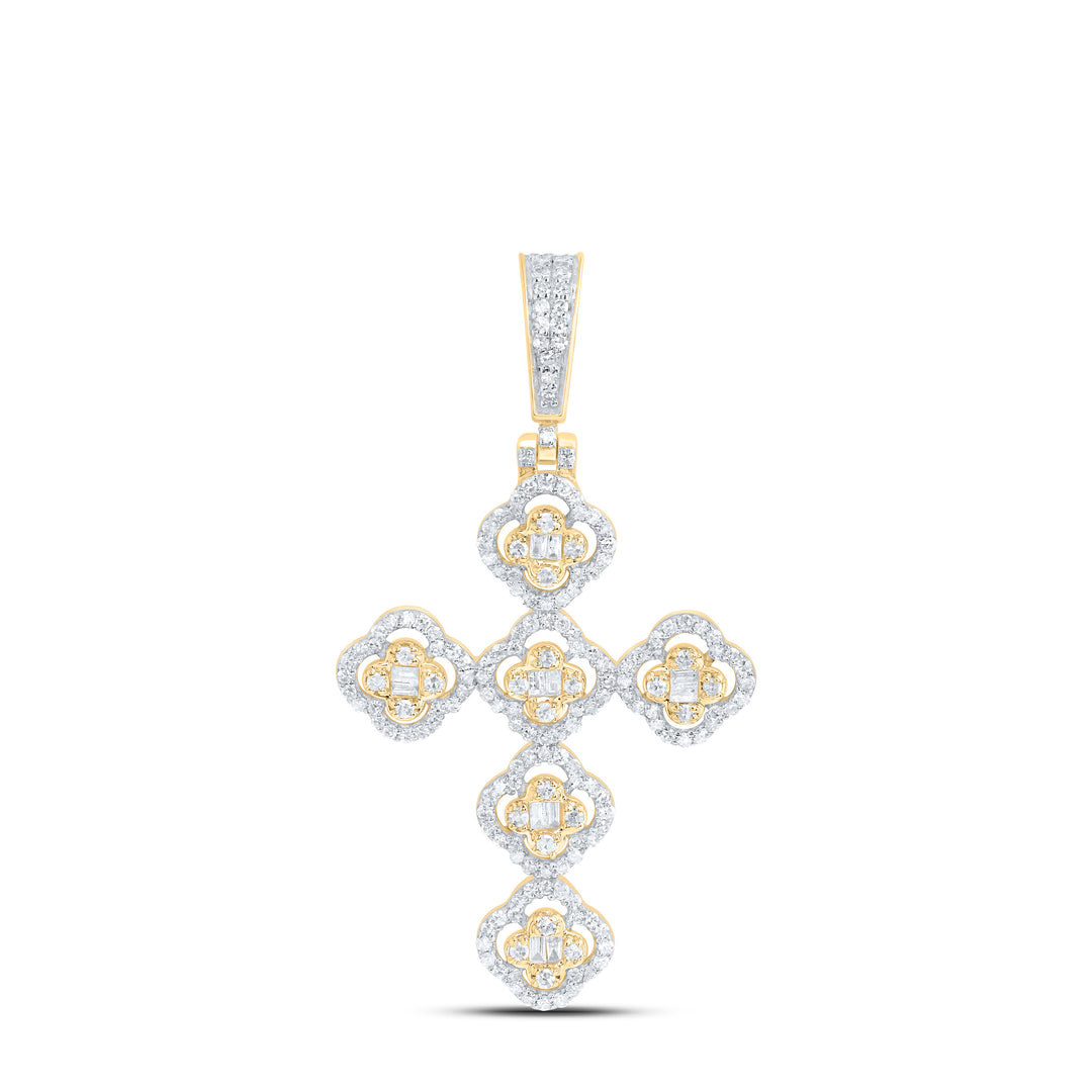 3/4CTW-DIA NK FASHION CLOVER CROSS PENDANT