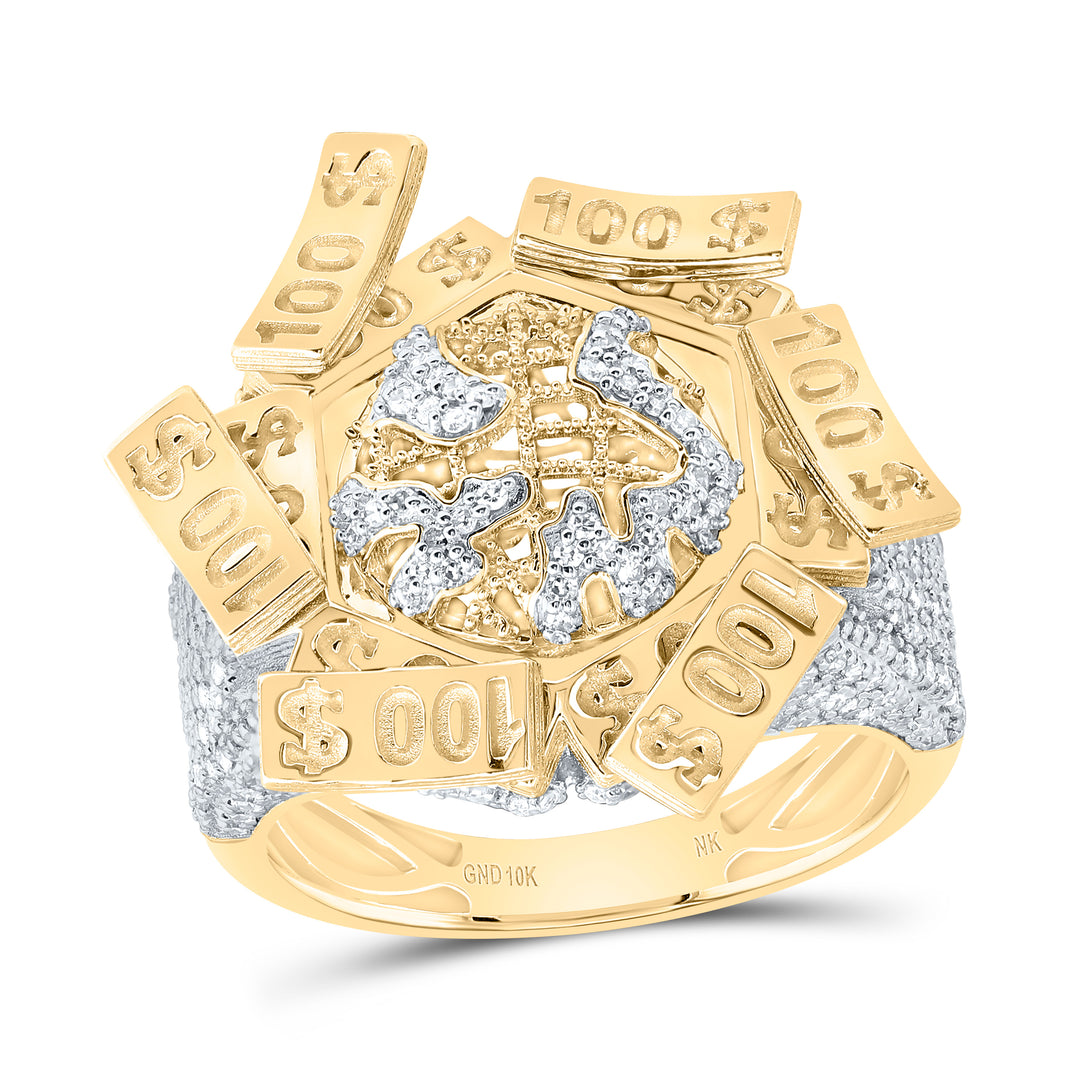 1CTW-DIA NK WORLD MAP MEN'S RING