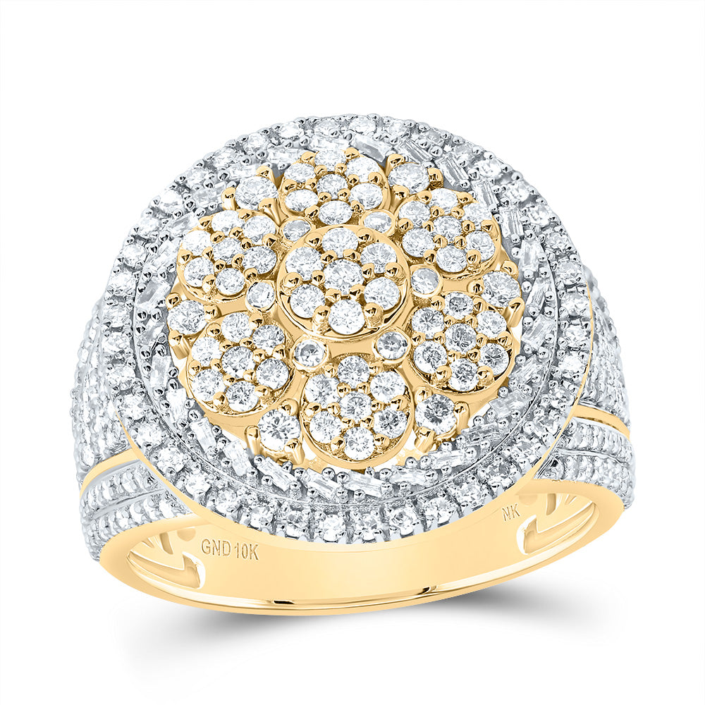 1 3/4CTW-DIA NK ROUND FLOWER MEN'S RING