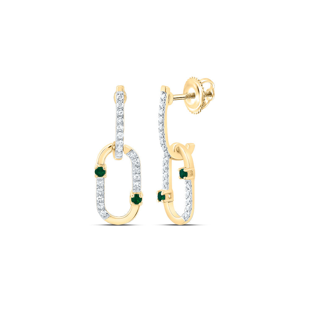1/6CTW-DIA CN 1/20CTW RD-EM NAT GEM PAPER CLIP DANGLING EARRING