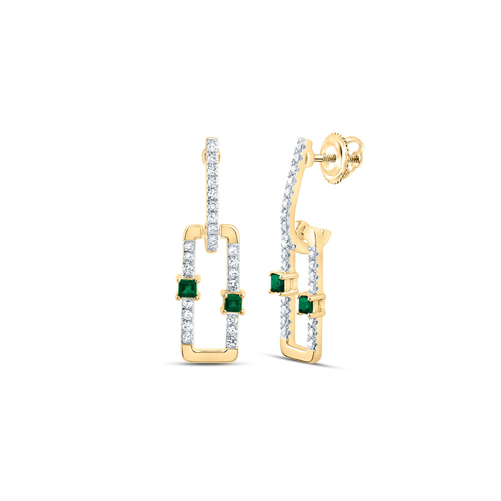 1/5CTW-DIA CN 1/12CTW PR-EM NAT GEM PAPER CLIP DANGLING EARRING