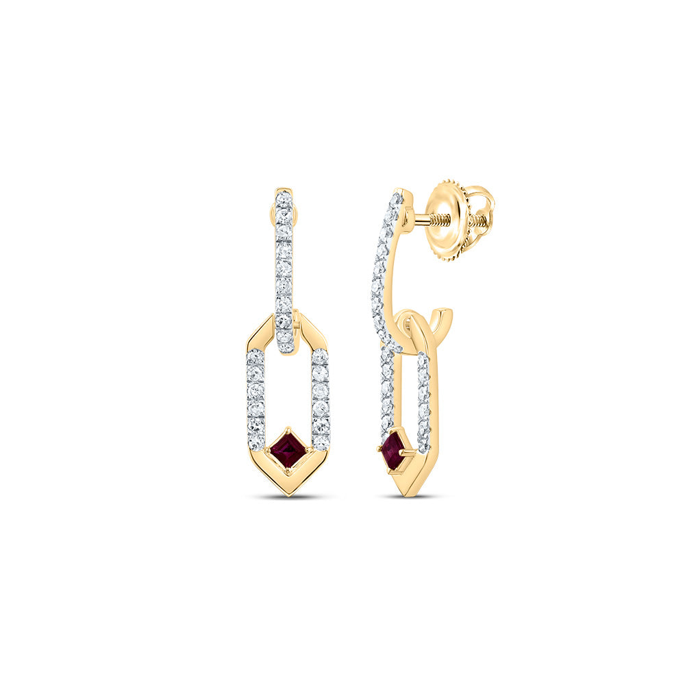 1/6CTW-DIA CN 1.7MM PR-RU NAT GEM PAPER CLIP DANGLING EARRING