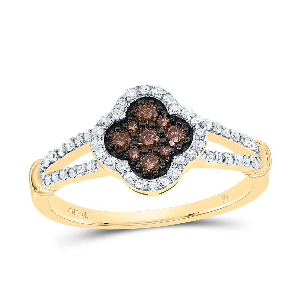 1/3CTW-DIA P1 GIFT COGNAC NATURAL CLOVER RING